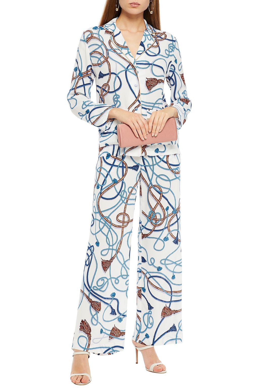 DUNDAS Printed crepe de chine pajama set