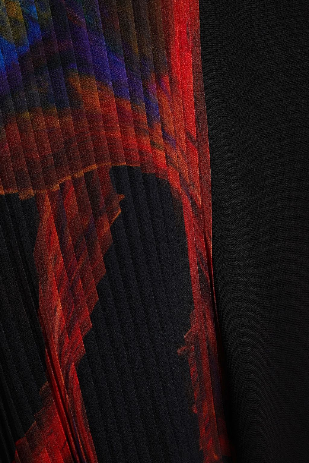 JUST CAVALLI Crepe-paneled pleated printed georgette camisole