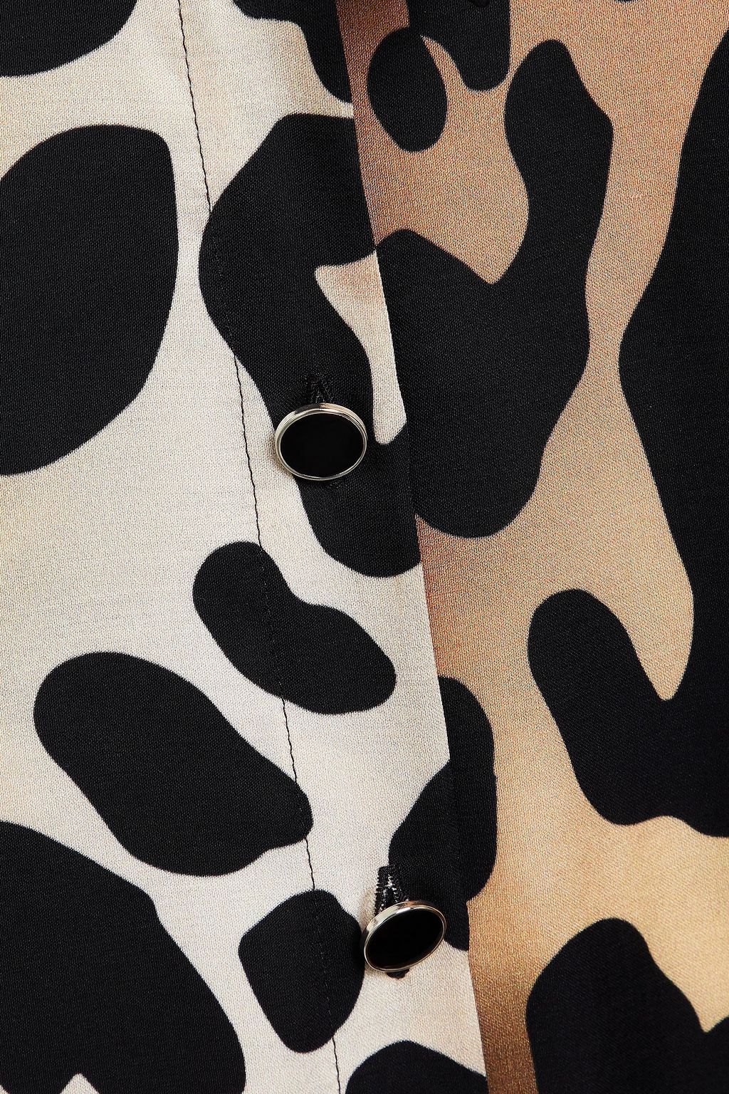 JUST CAVALLI Leopard-print satin mini shirt dress