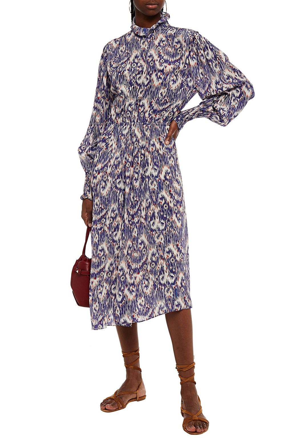 MARANT ÉTOILE Yescott asymmetric printed silk crepe de chine midi dress