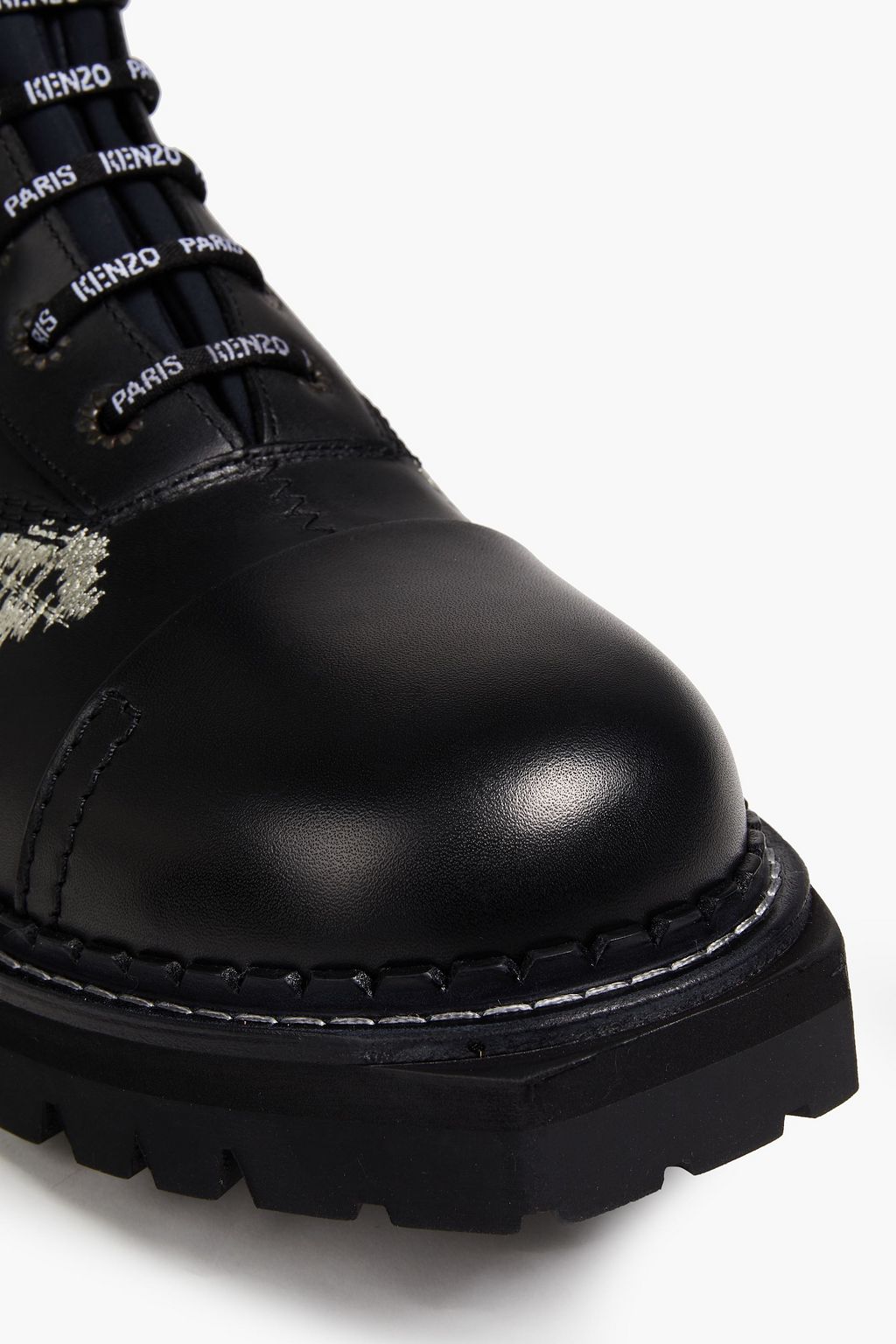 KENZO Embroidered leather combat boots