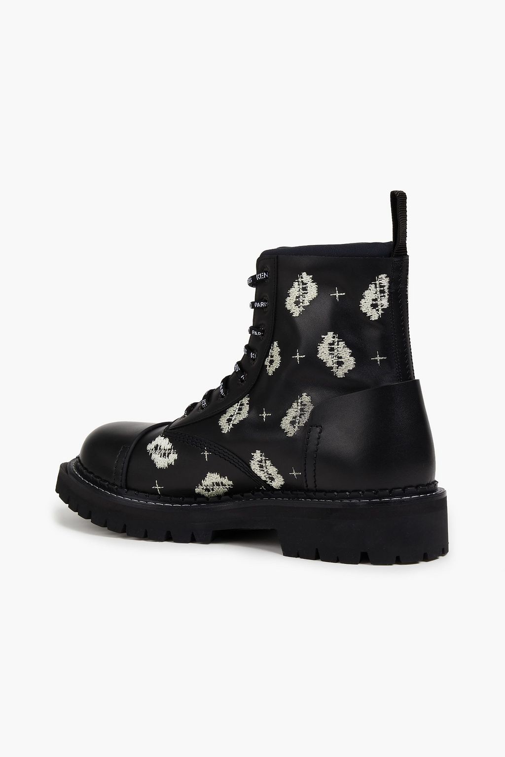 KENZO Embroidered leather combat boots