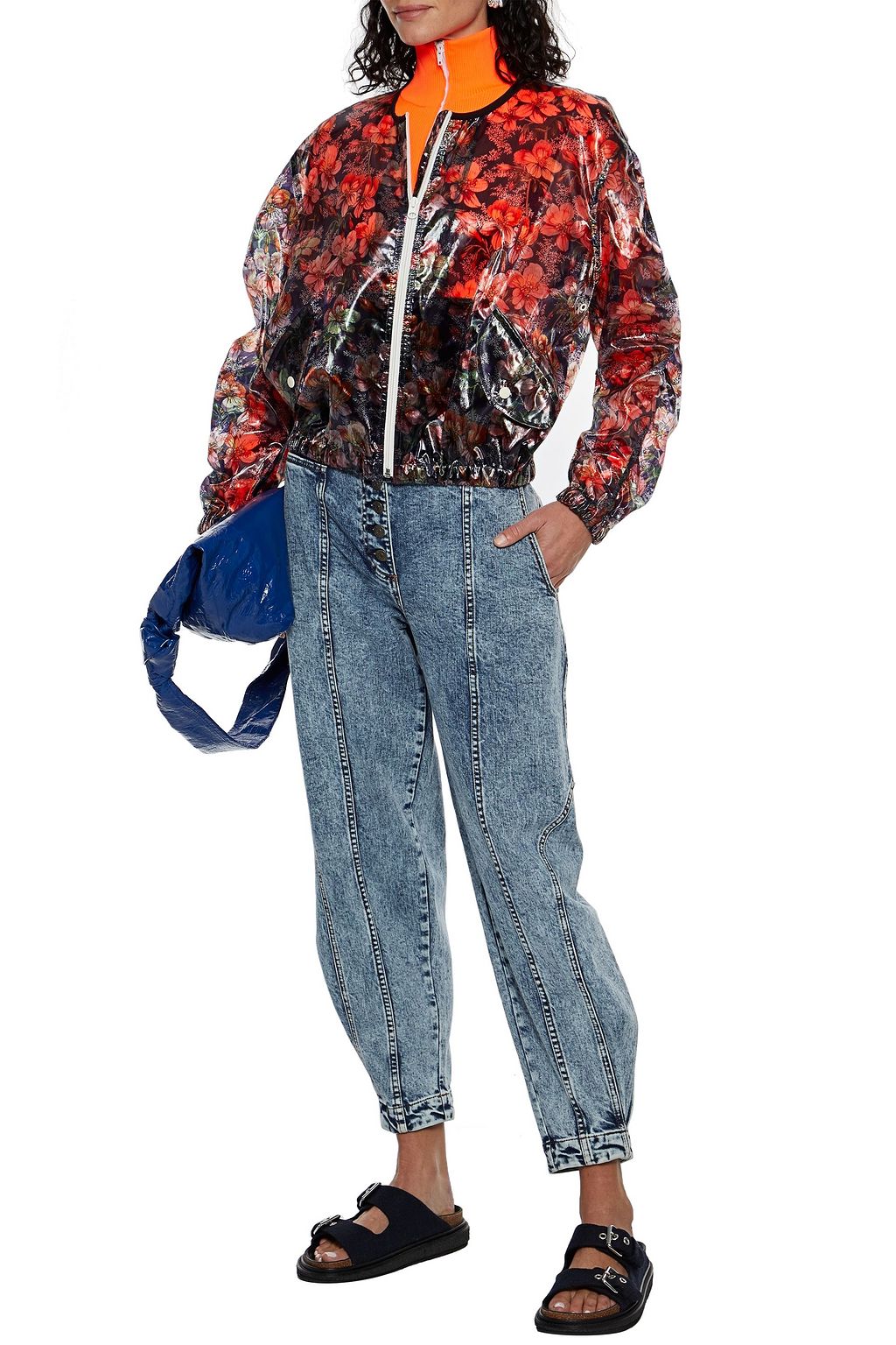 ISABEL MARANT Ophia ruched floral-print shell bomber jacket