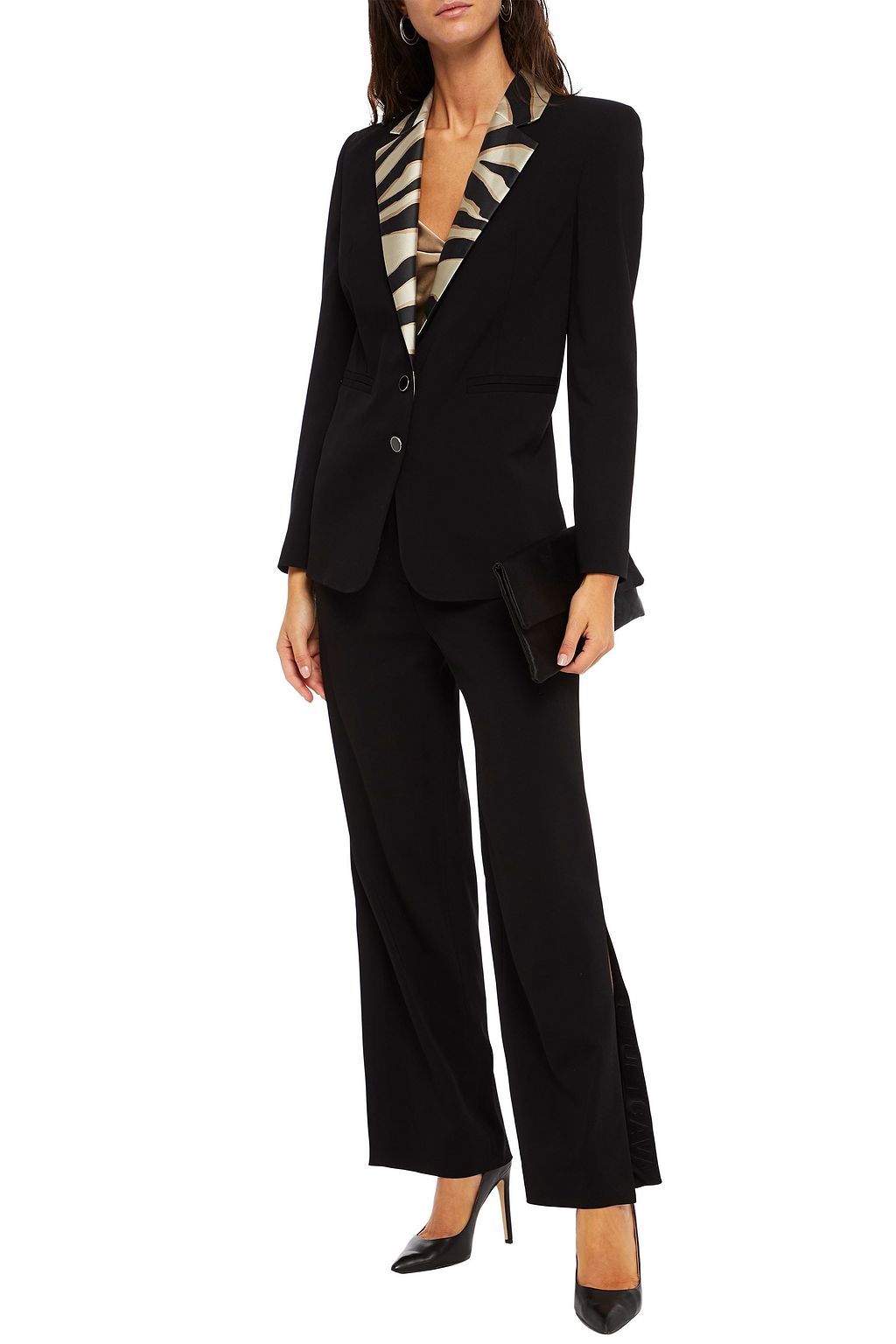 JUST CAVALLI Satin twill-trimmed crepe blazer
