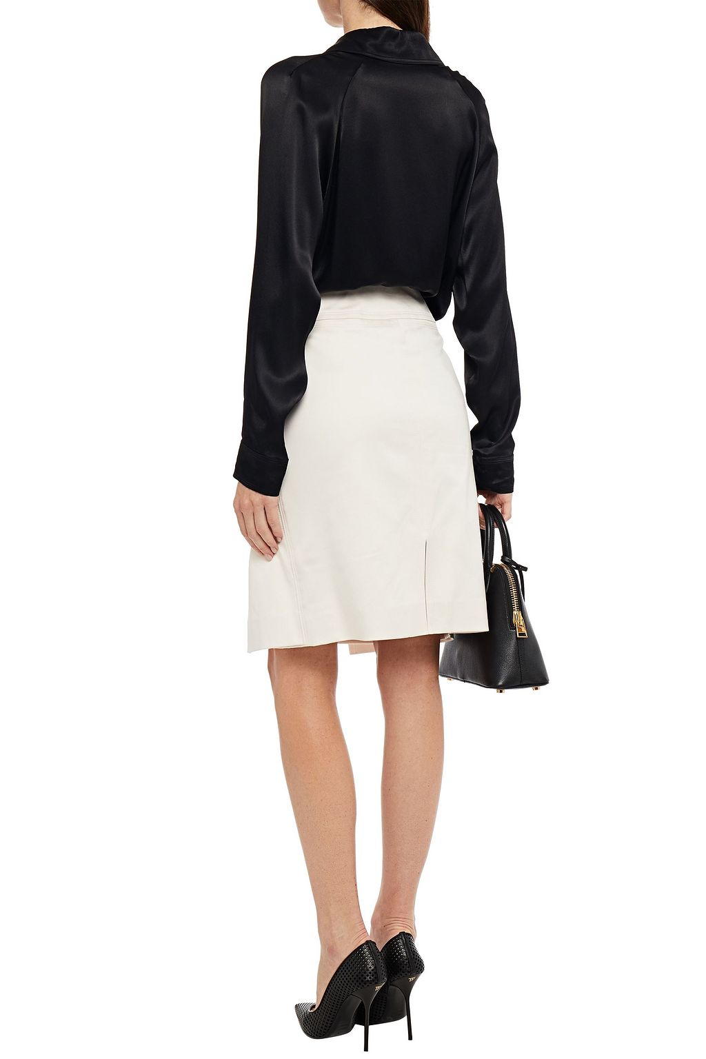 TOM FORD Pleated cotton-blend skirt