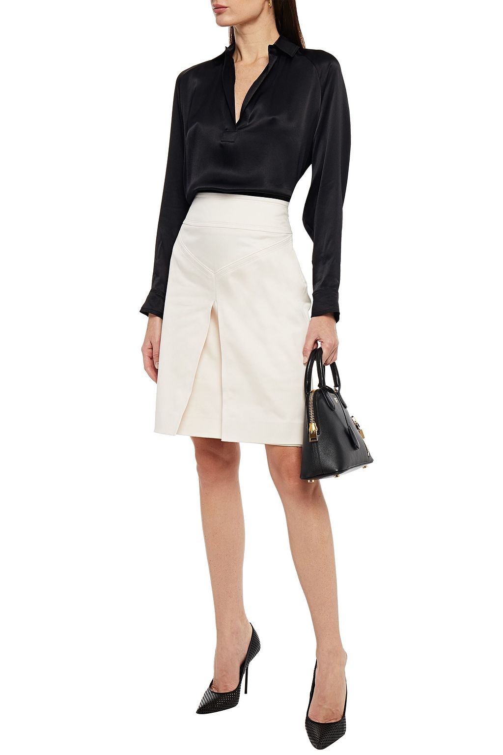 TOM FORD Pleated cotton-blend skirt