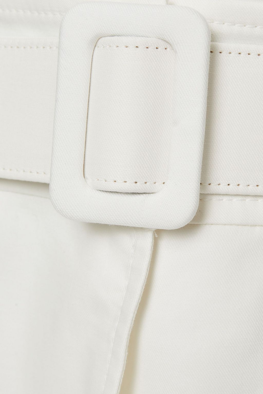OSCAR DE LA RENTA Belted ruffled stretch-cotton twill midi dress