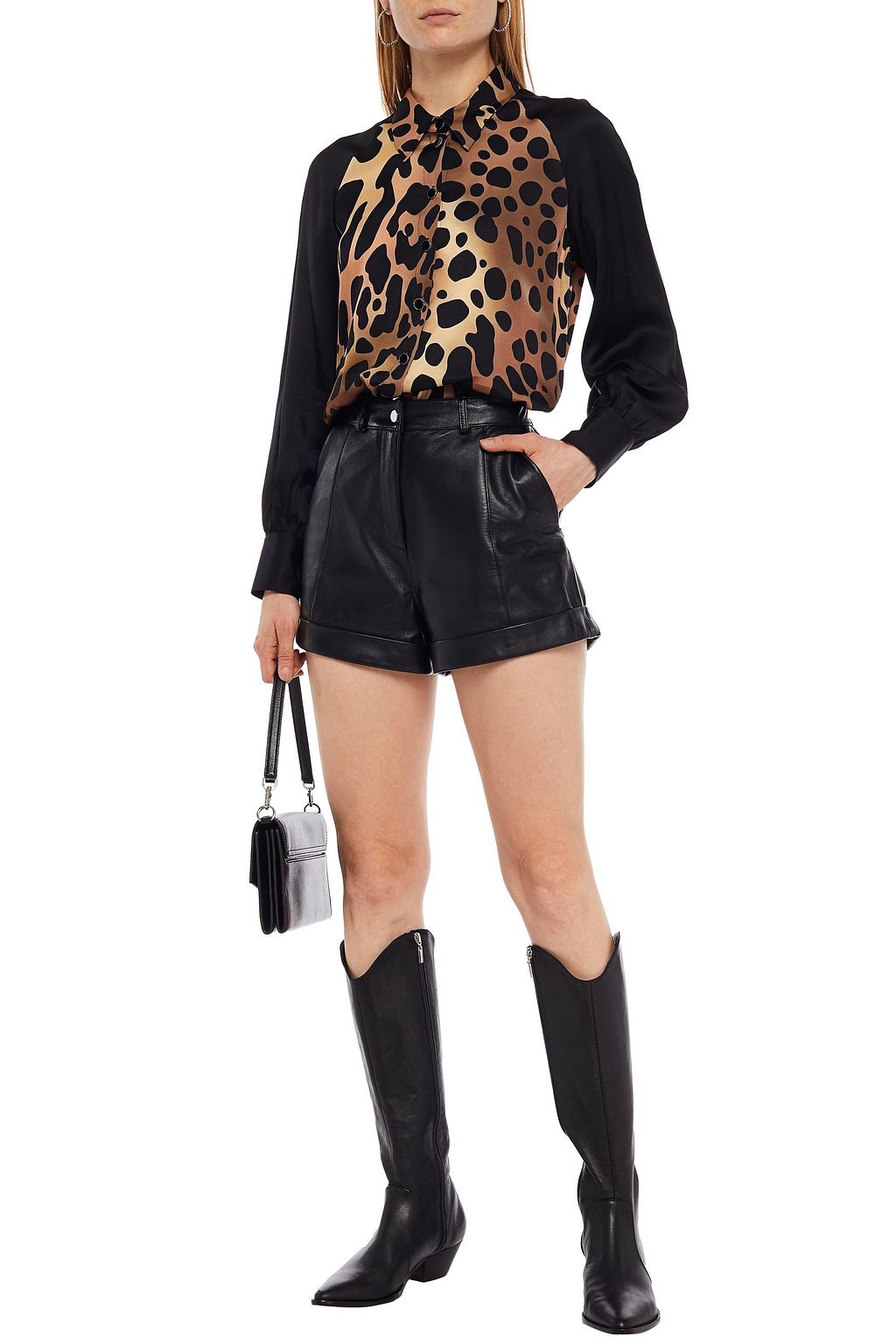 JUST CAVALLI Leopard-print satin shirt