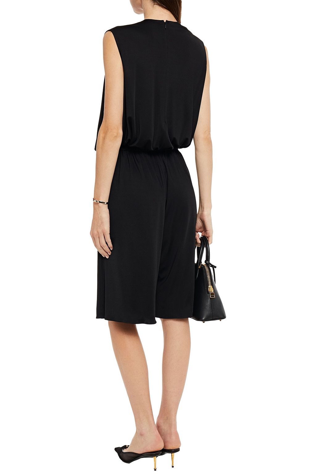 TOM FORD Cropped silk-trimmed satin-jersey jumpsuit