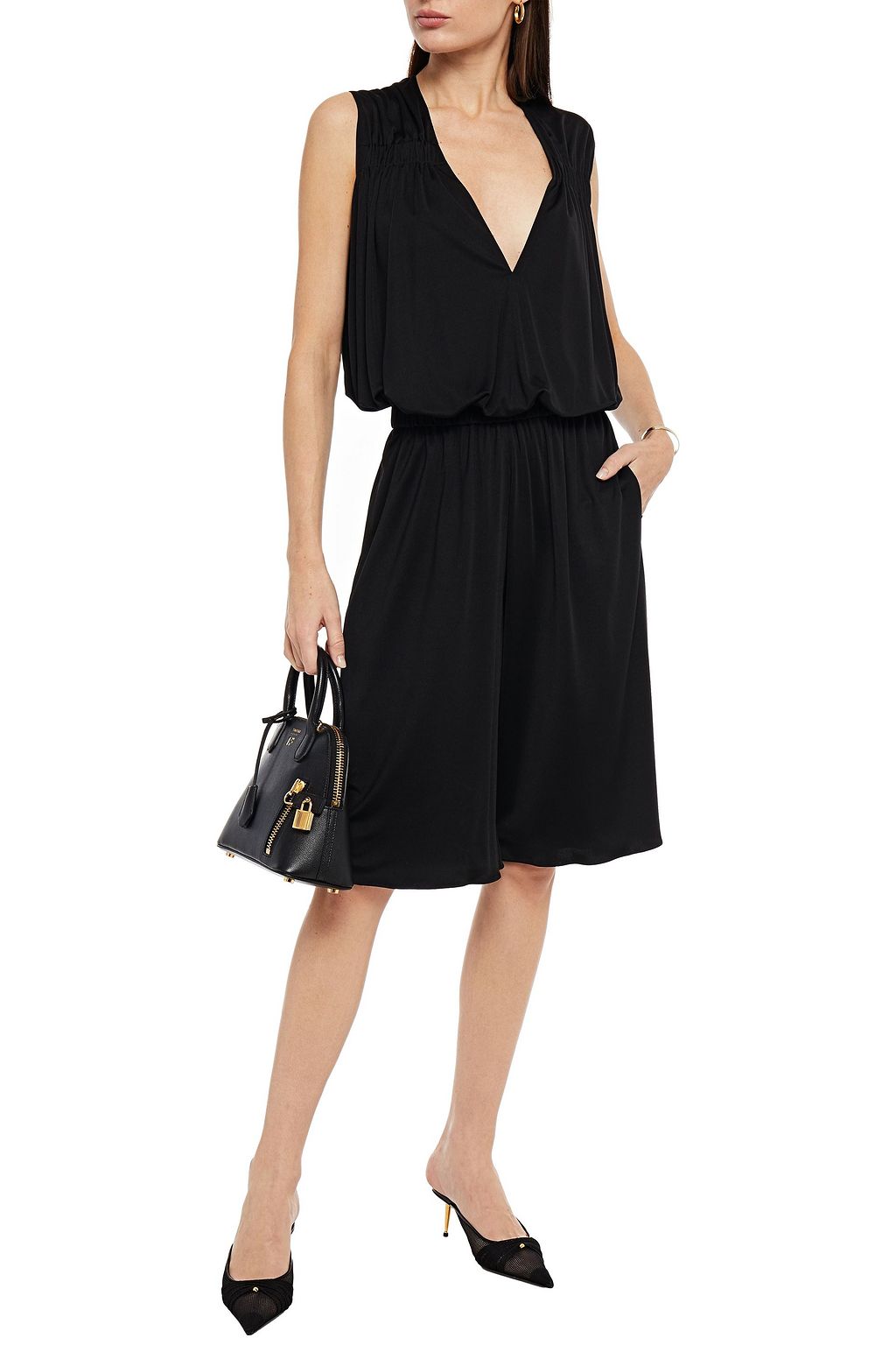 TOM FORD Cropped silk-trimmed satin-jersey jumpsuit
