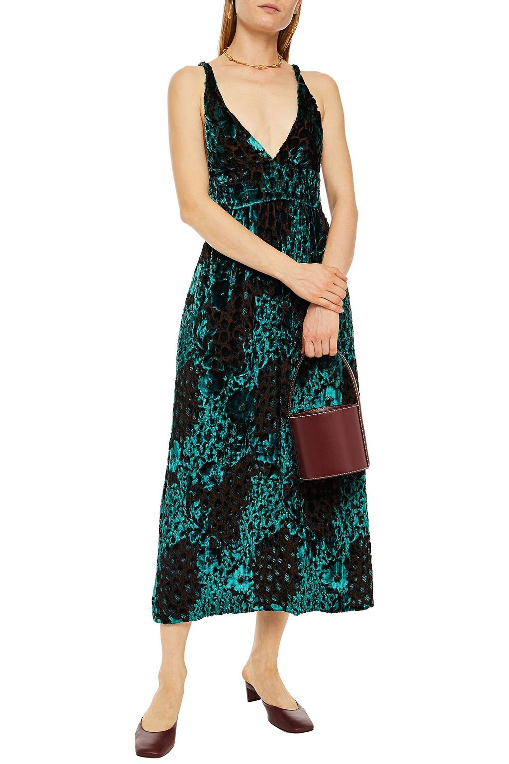 ETRO Gathered fil coupé chiffon midi dress