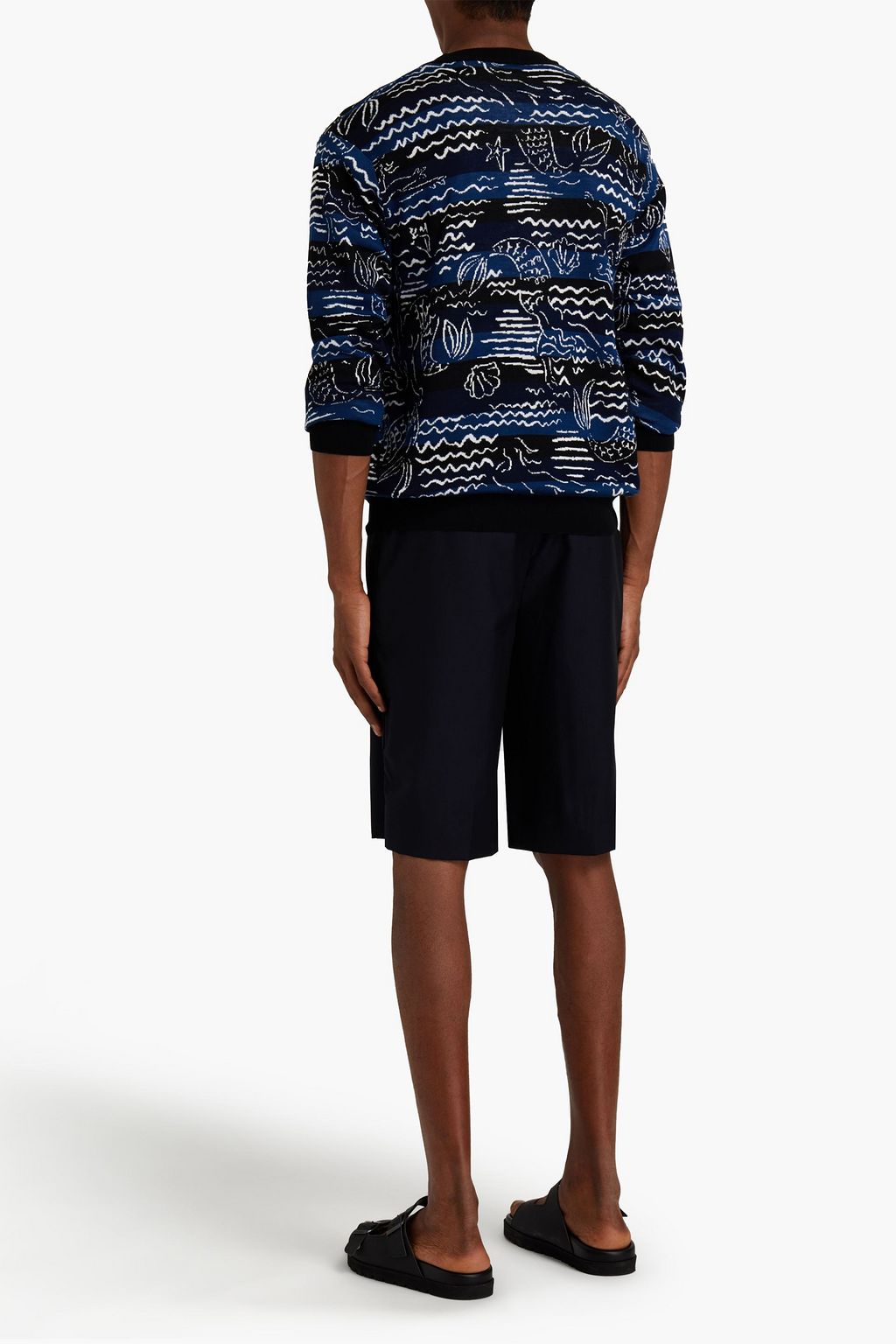 KENZO Appliquéd striped jacquard-knit sweater