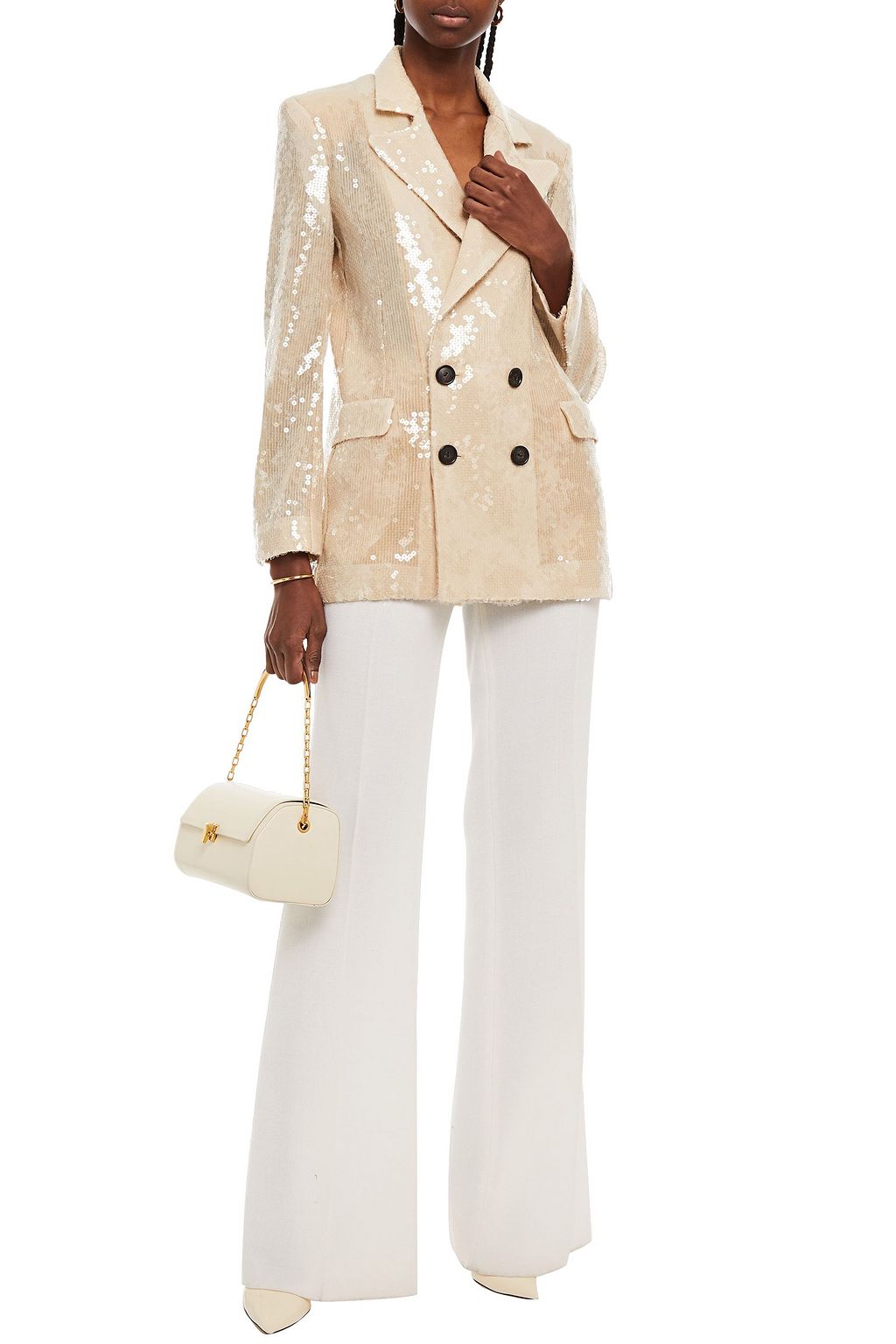 ROLAND MOURET Gilroy double-breasted sequined mesh blazer