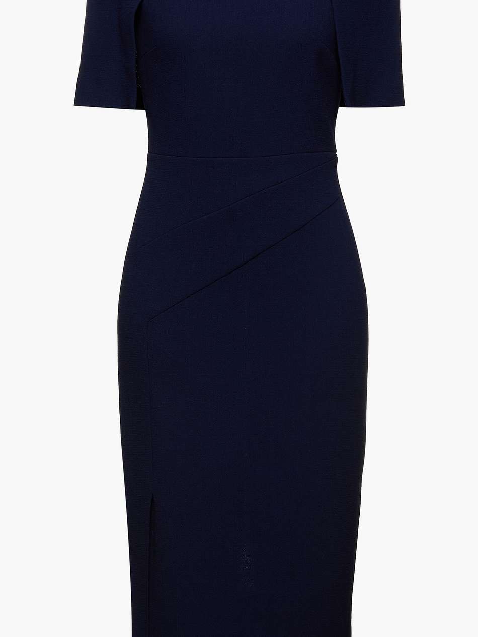 fenton cape-effect wool-crepe midi dress