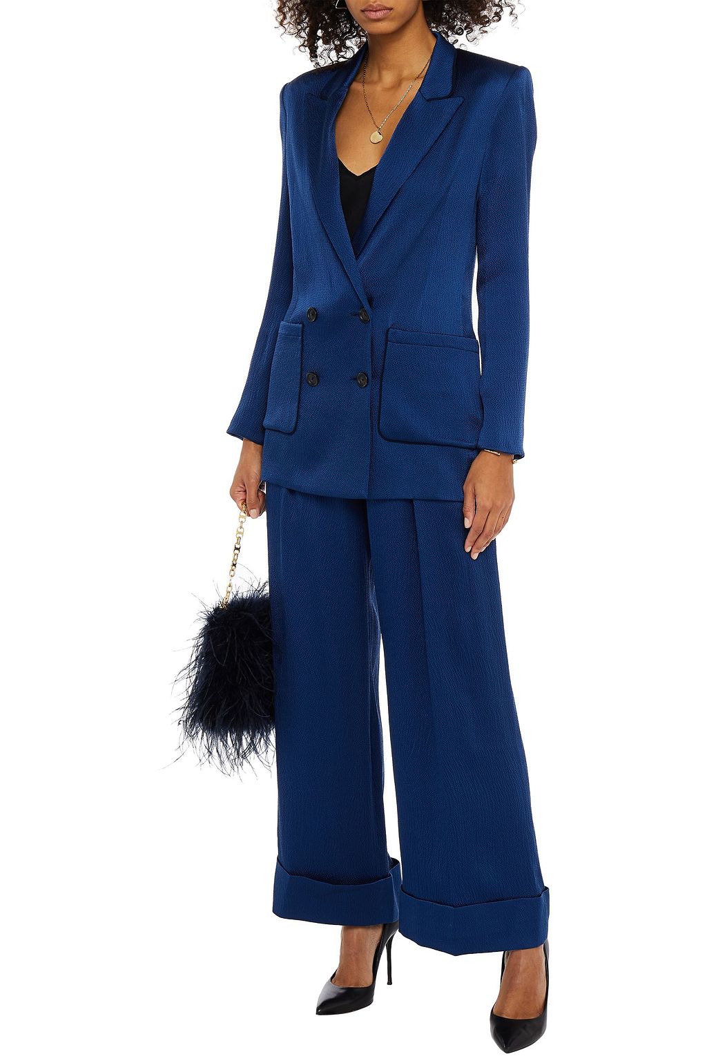 ROLAND MOURET Talbot double-breasted hammered silk-blend satin blazer