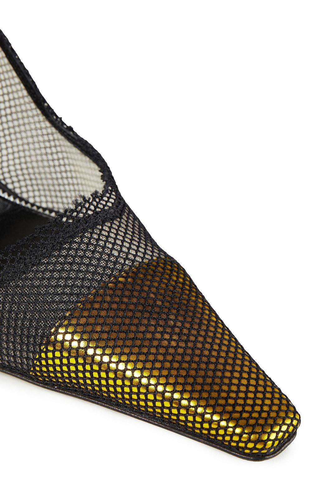 TOM FORD Metallic leather-trimmed mesh pumps