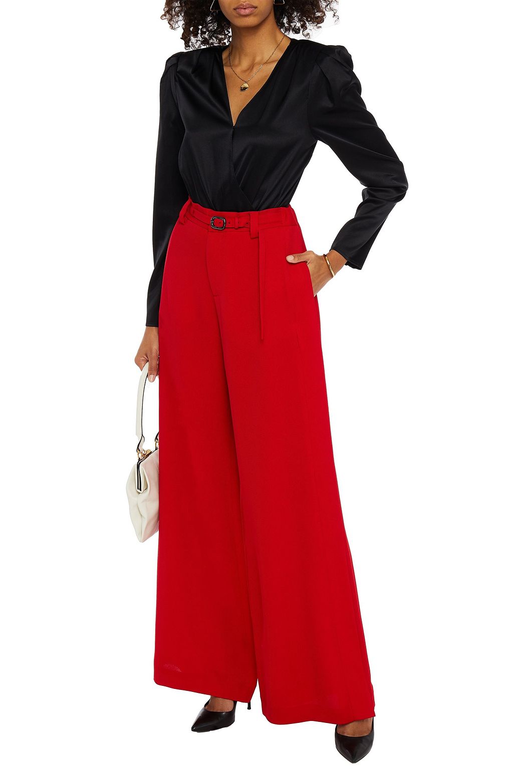 ROLAND MOURET Aperol piqué wide-leg pants