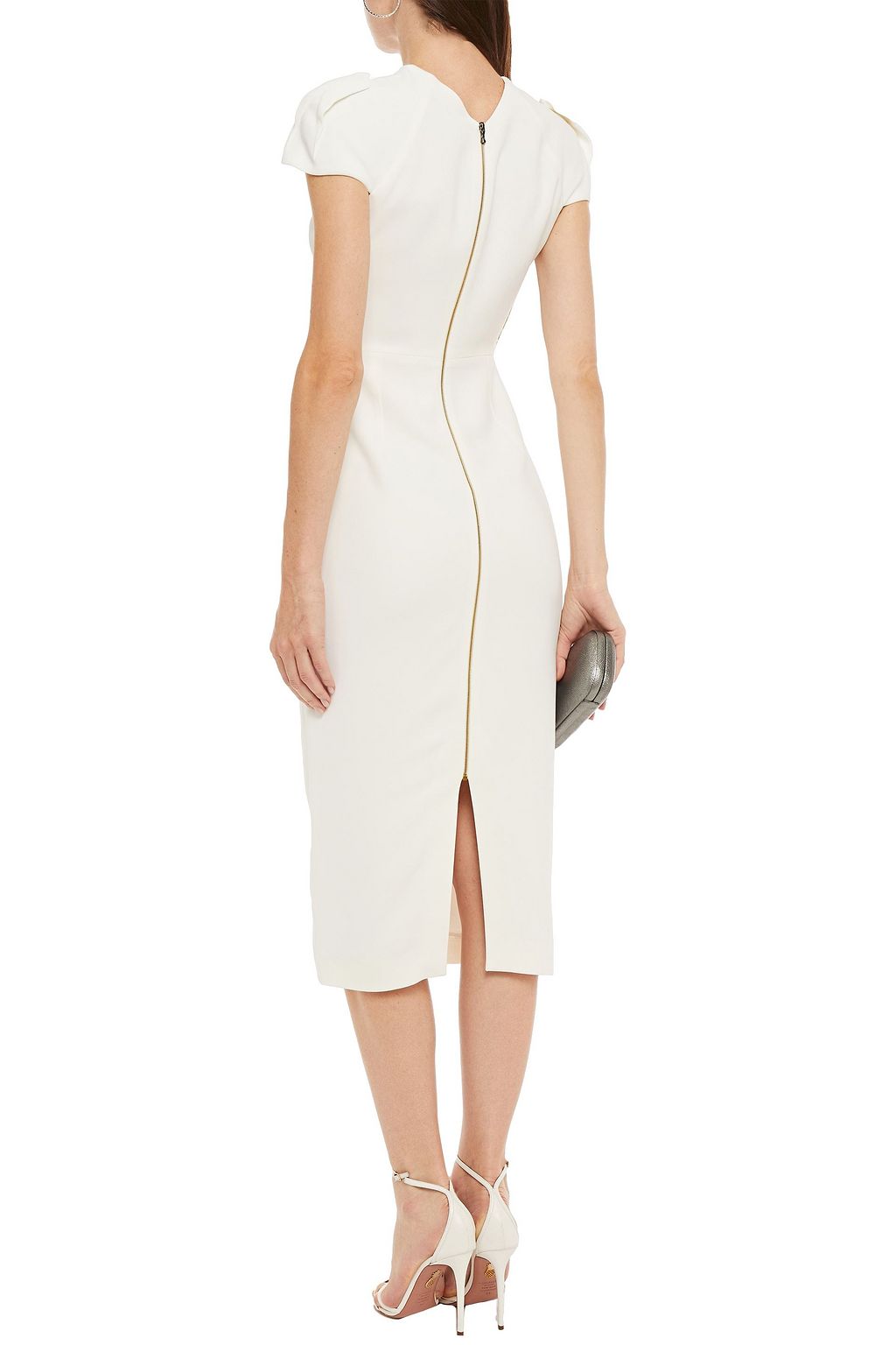 ROLAND MOURET Eppleton pleated crepe midi dress