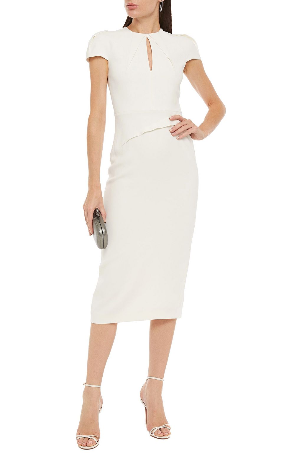 ROLAND MOURET Eppleton pleated crepe midi dress