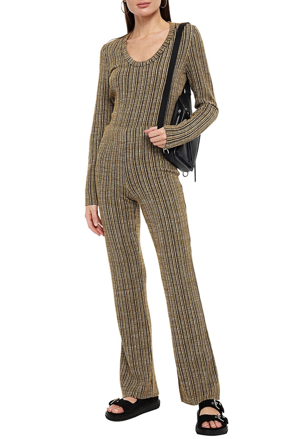 RAG & BONE Striped knitted bootcut pants