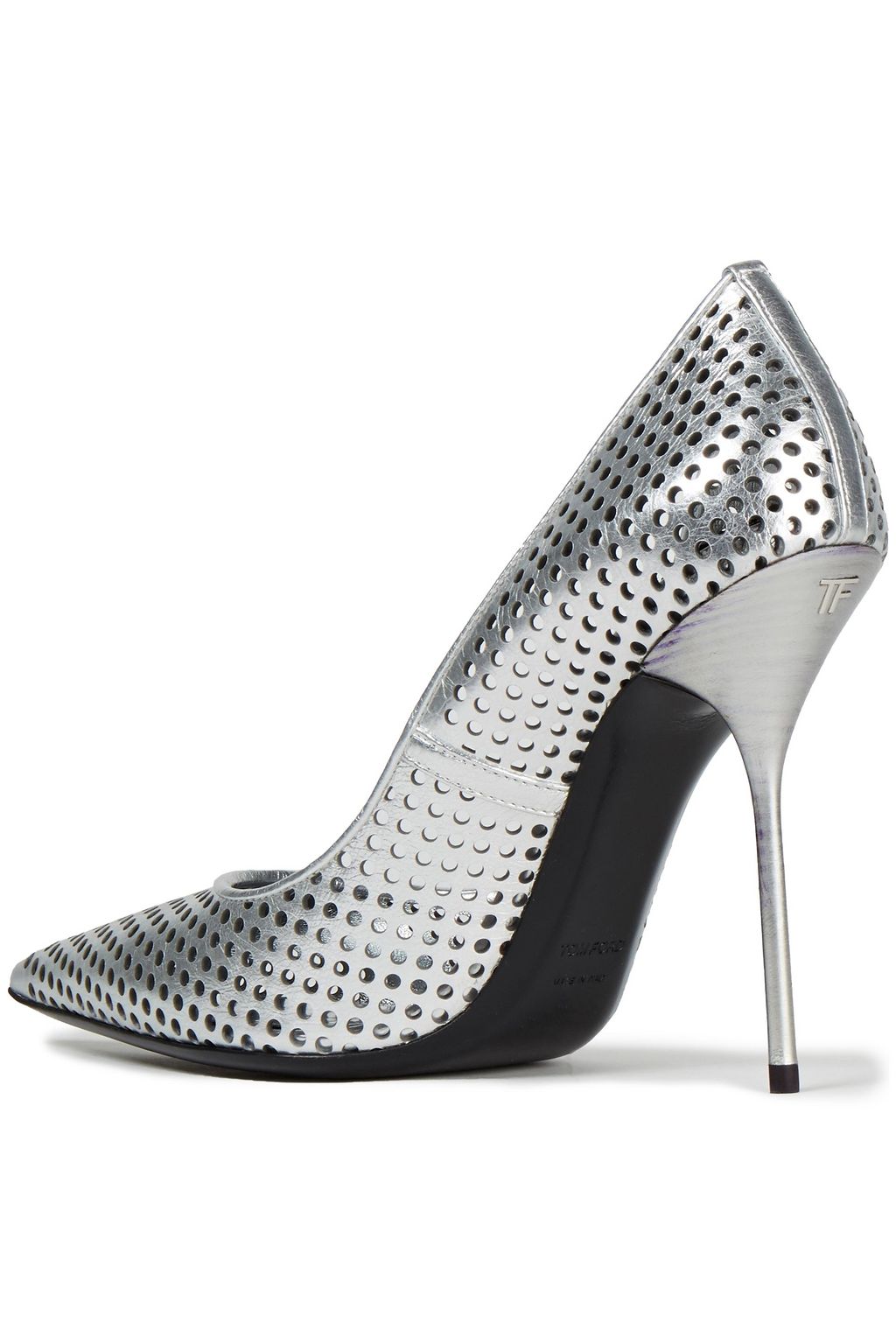 TOM FORD Metallic perforated leather pumps