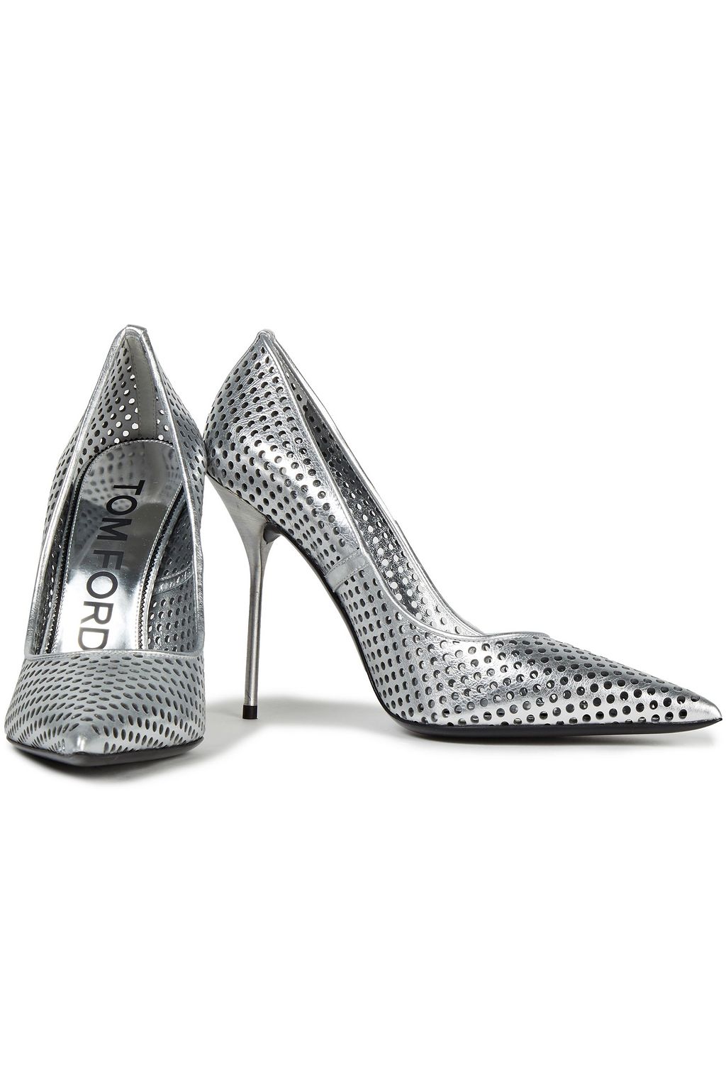 TOM FORD Metallic perforated leather pumps