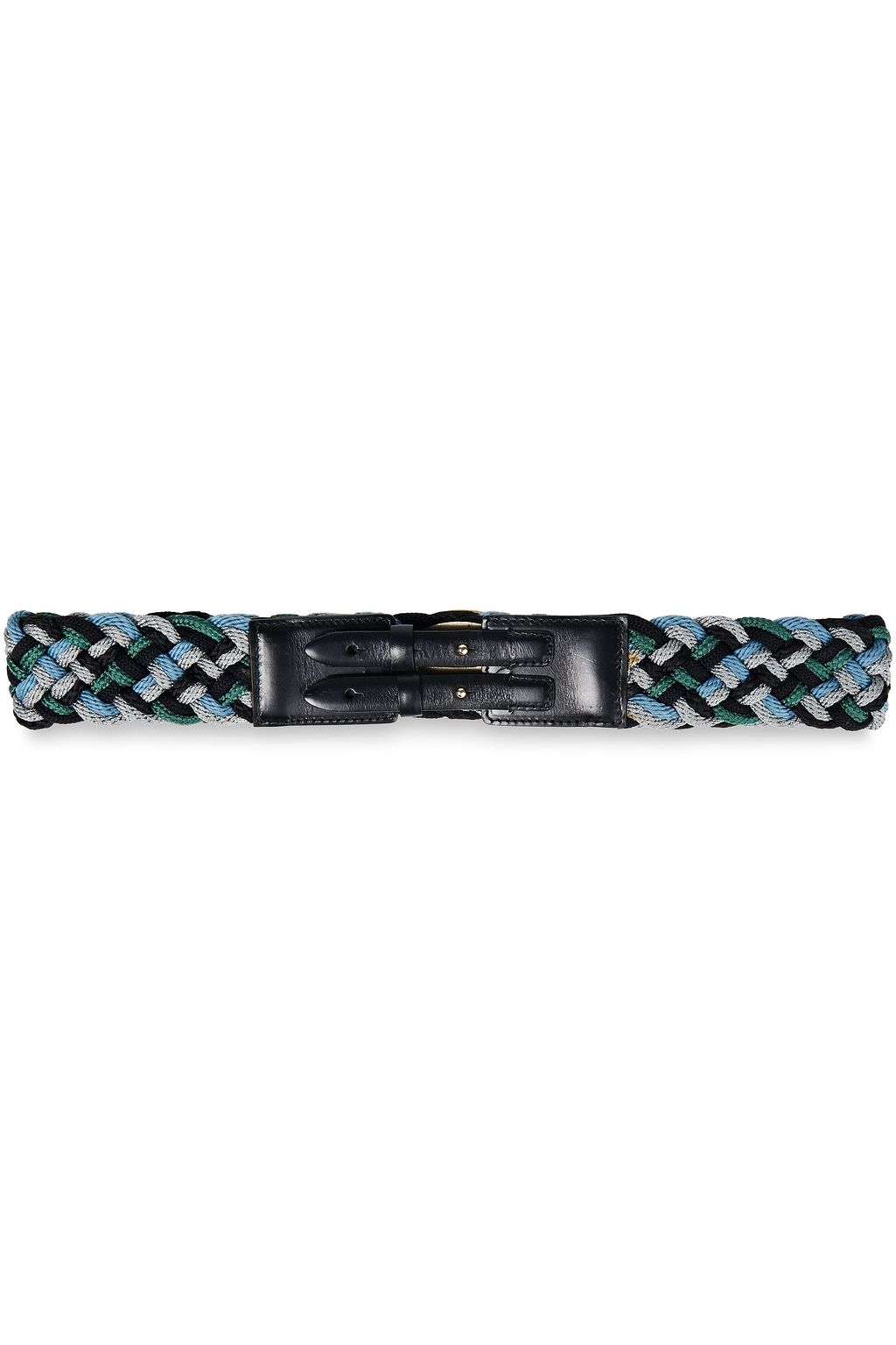 ETRO Leather-trimmed embellished woven belt