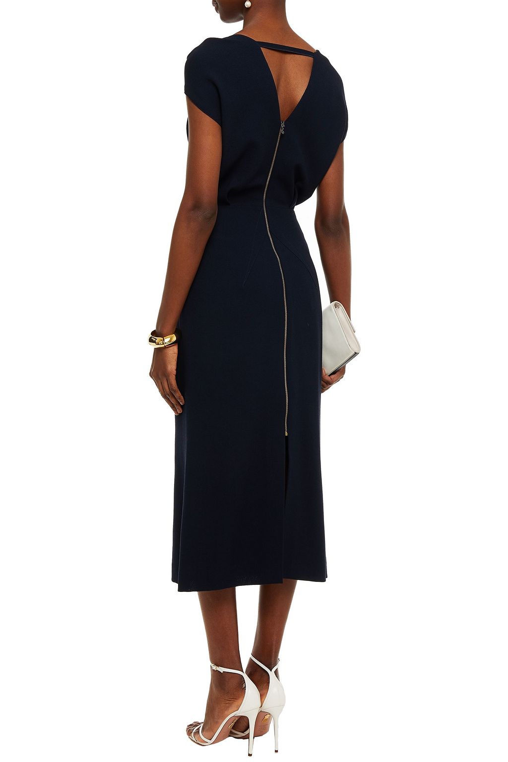 ROLAND MOURET Eclipse knotted wool-crepe midi dress