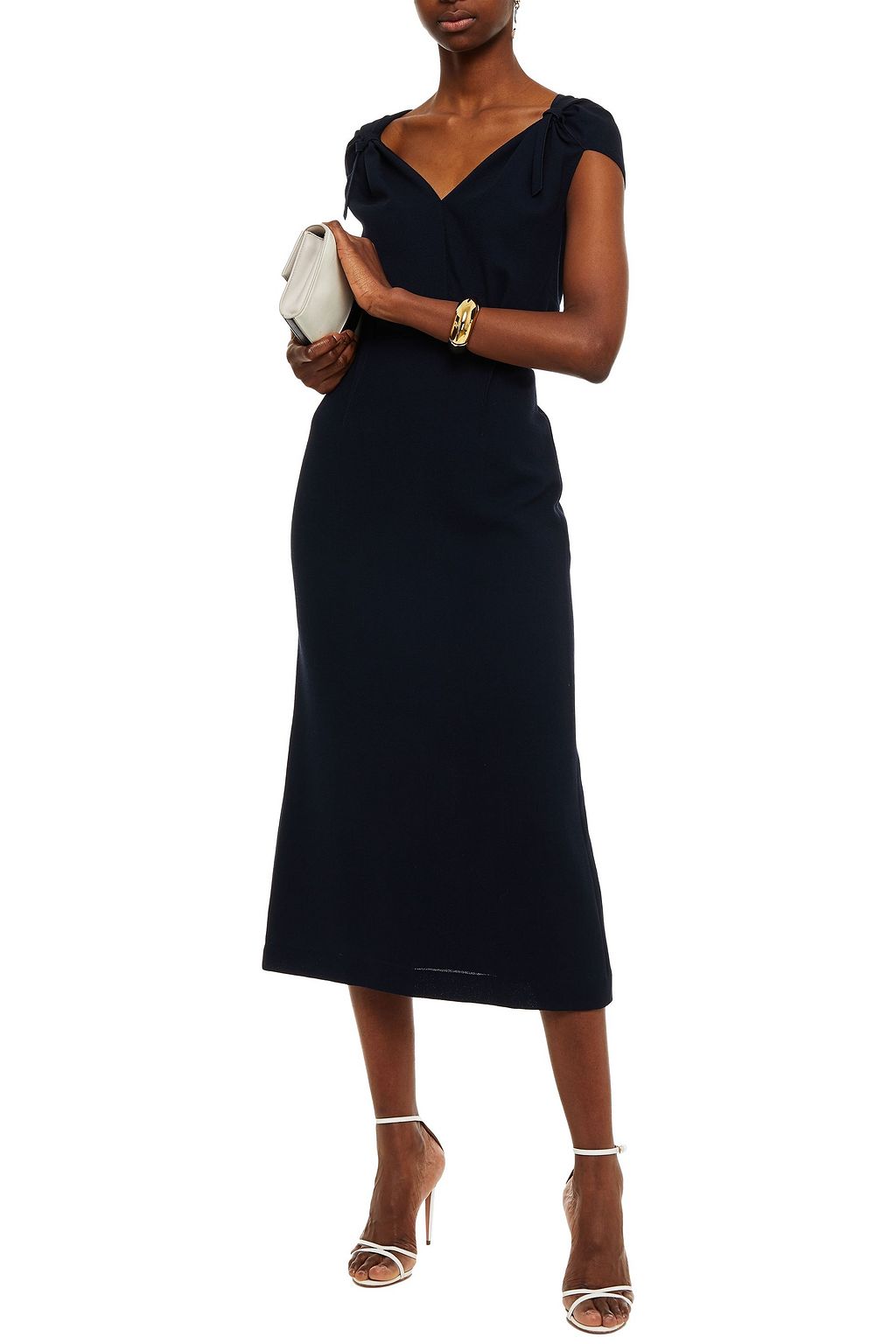 ROLAND MOURET Eclipse knotted wool-crepe midi dress
