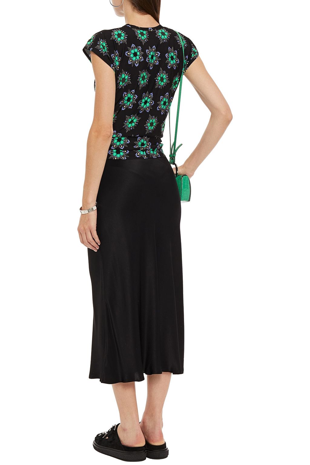 RABANNE Ring-embellished floral-print jersey top