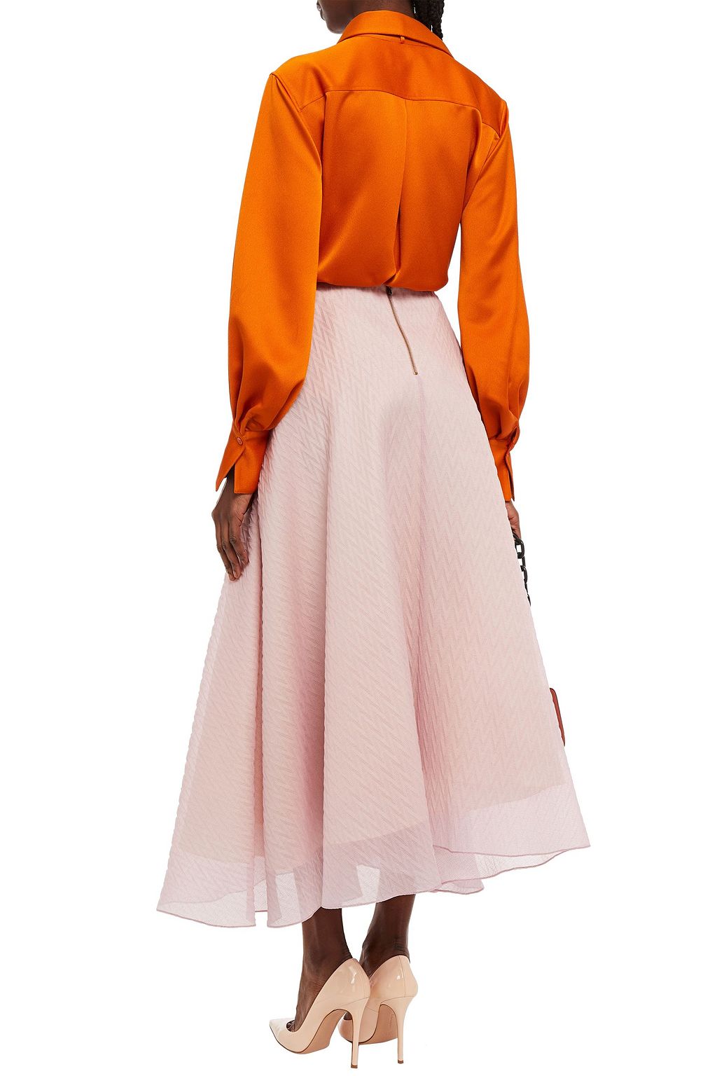 ROLAND MOURET Mulligan silk-blend organza-jacquard maxi skirt