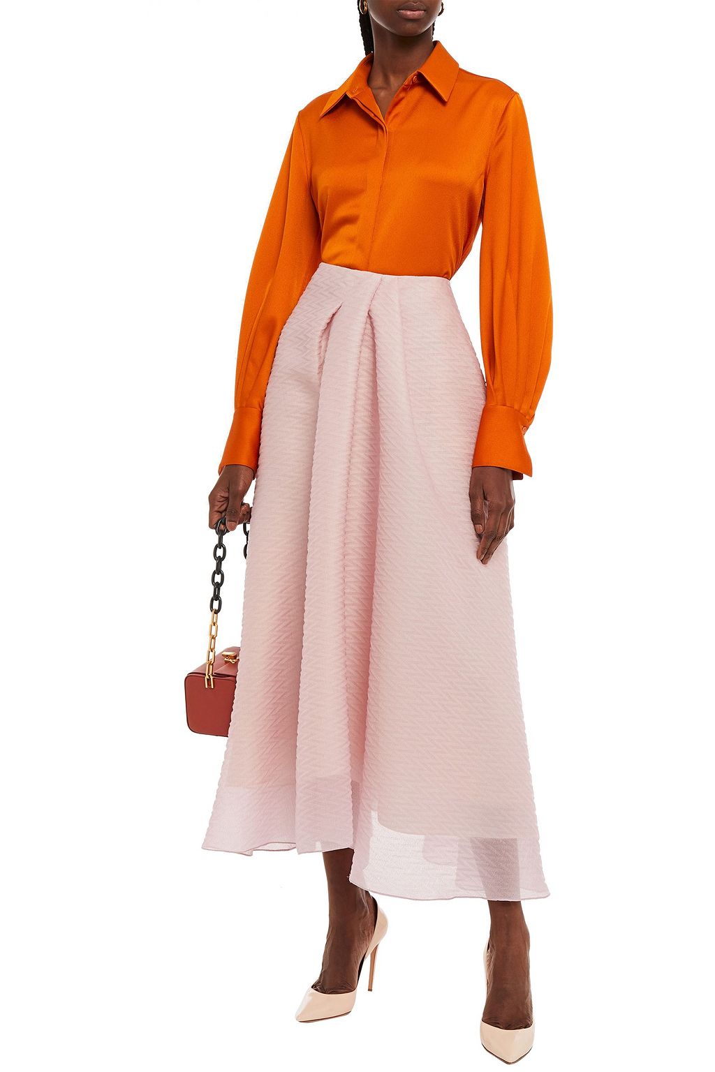 ROLAND MOURET Mulligan silk-blend organza-jacquard maxi skirt