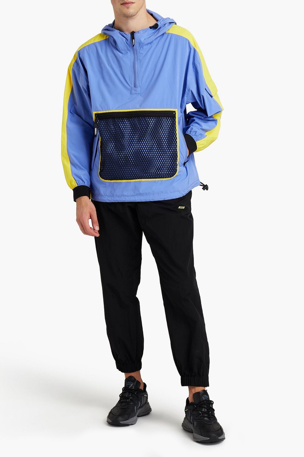 KENZO Mesh-trimmed color-block jacquard hooded jacket
