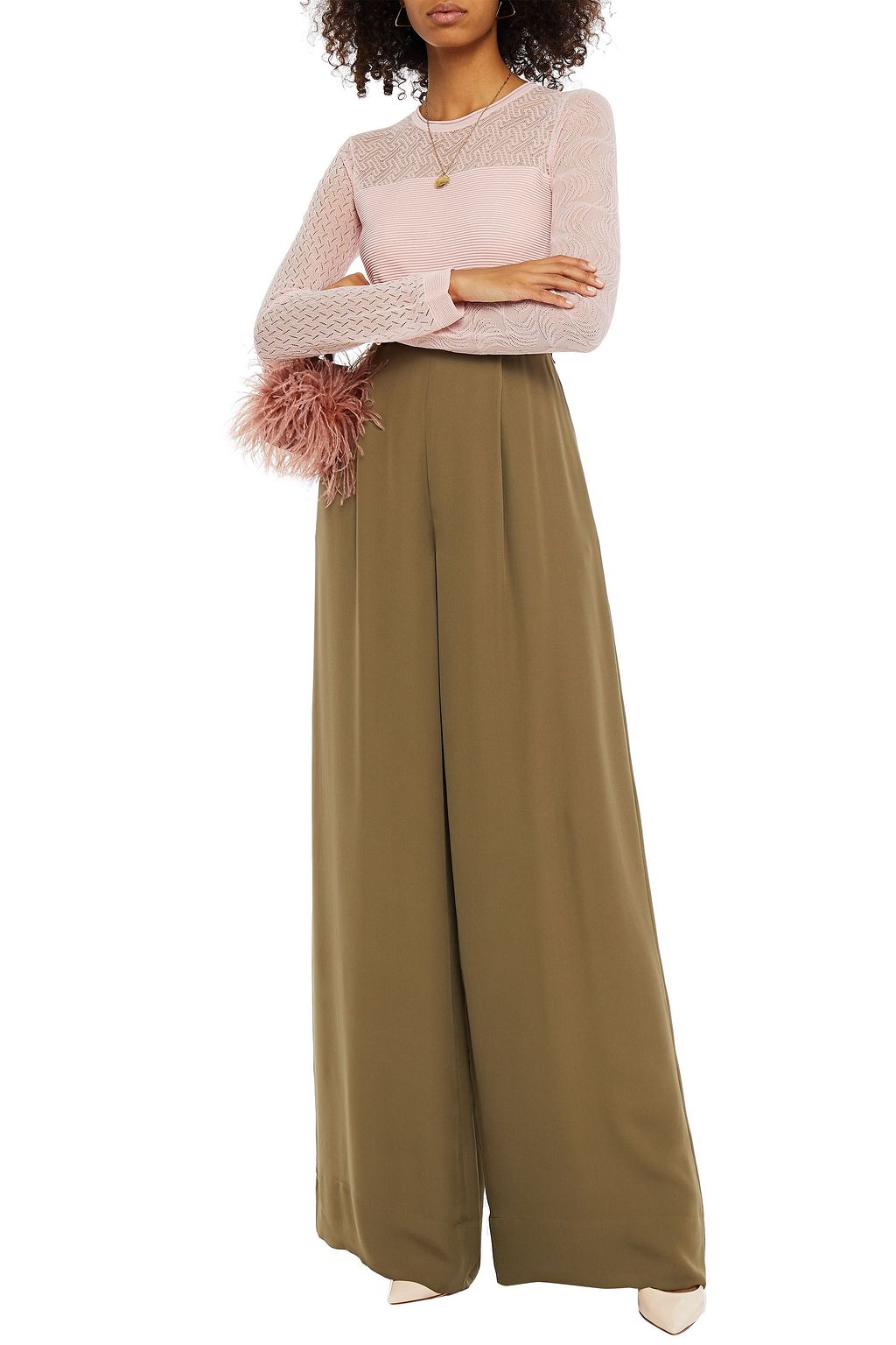 ROLAND MOURET Kennal silk-georgette wide-leg pants