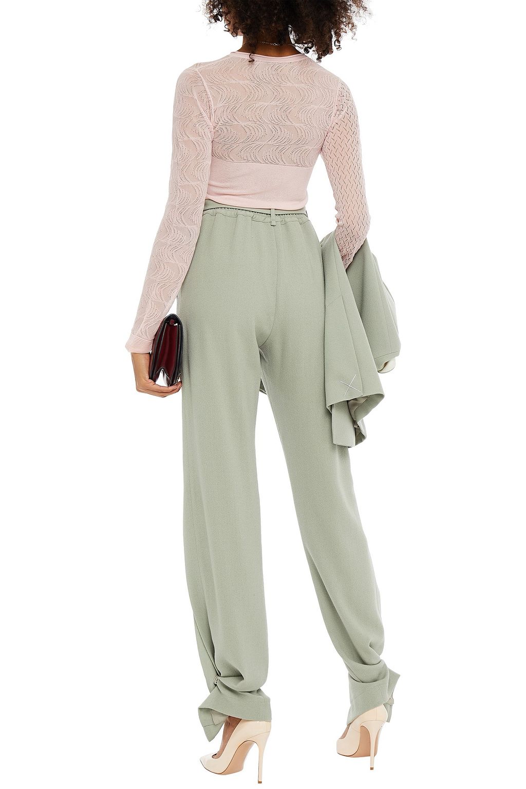 ROLAND MOURET Askern belted pleated wool-crepe straight-leg pants