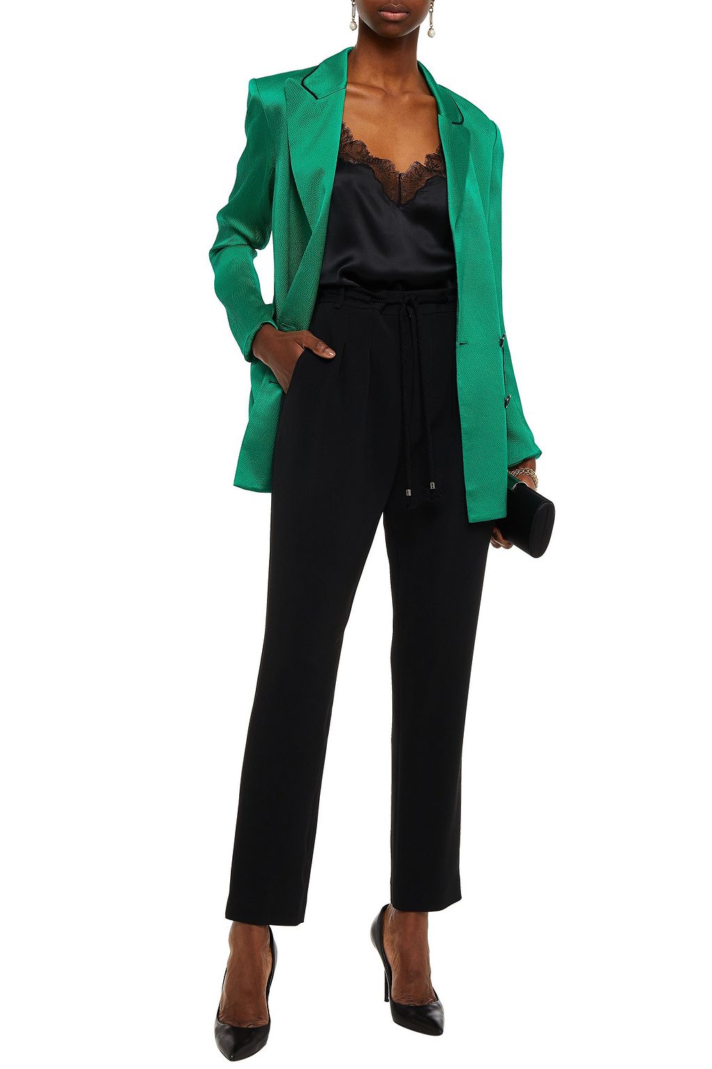ROLAND MOURET Biltmore pleated stretch-crepe tapered pants