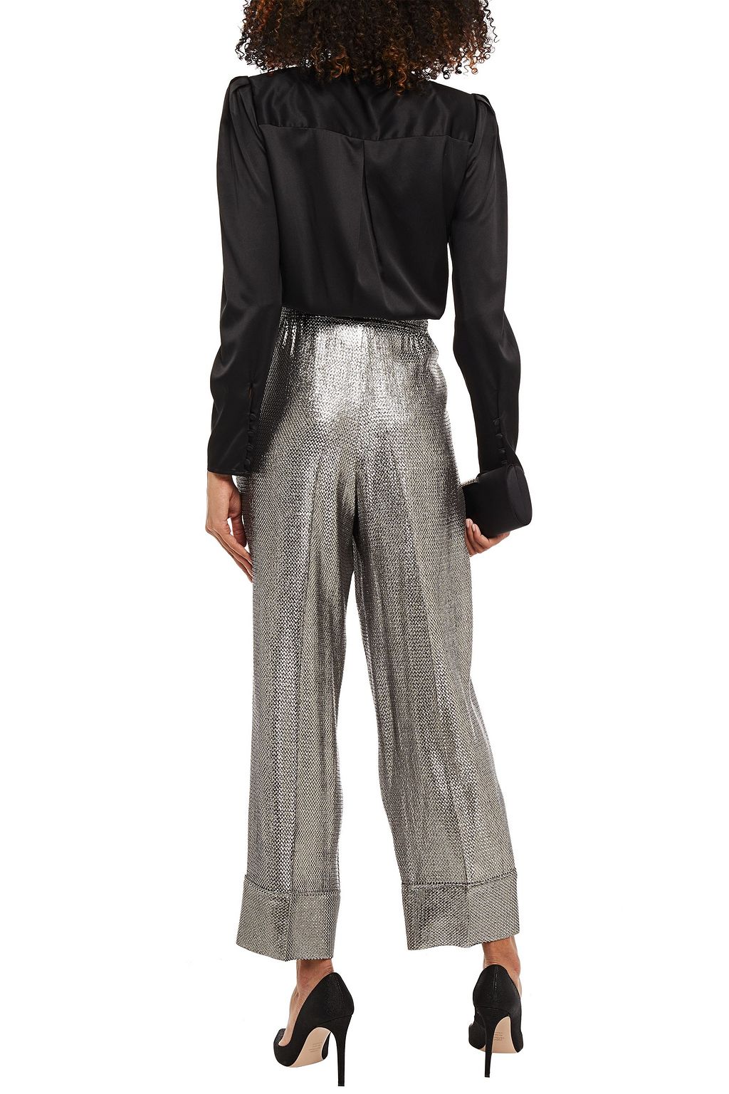 ROLAND MOURET Coles textured-lamé straight-leg pants