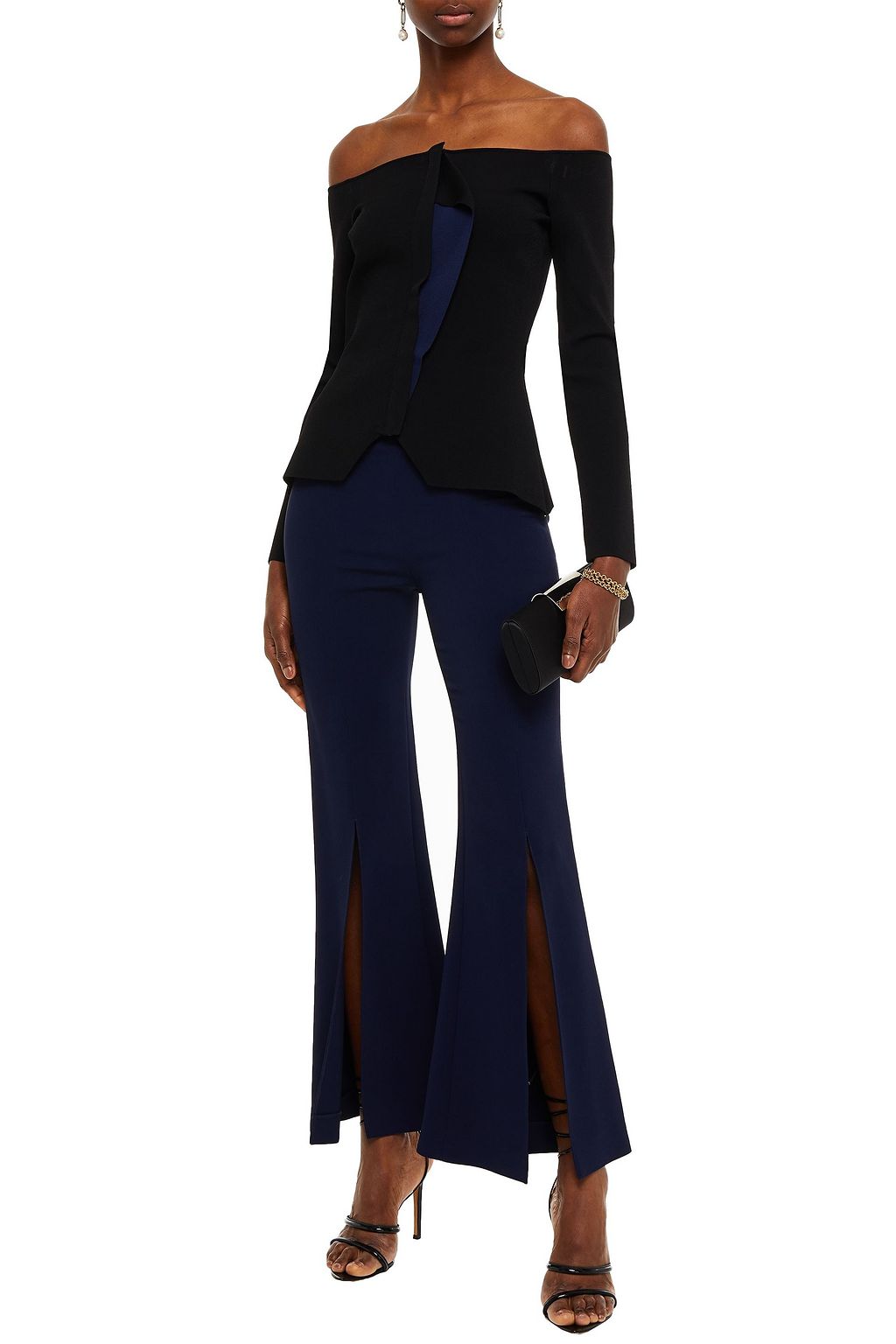 ROLAND MOURET Stretch-crepe flared pants