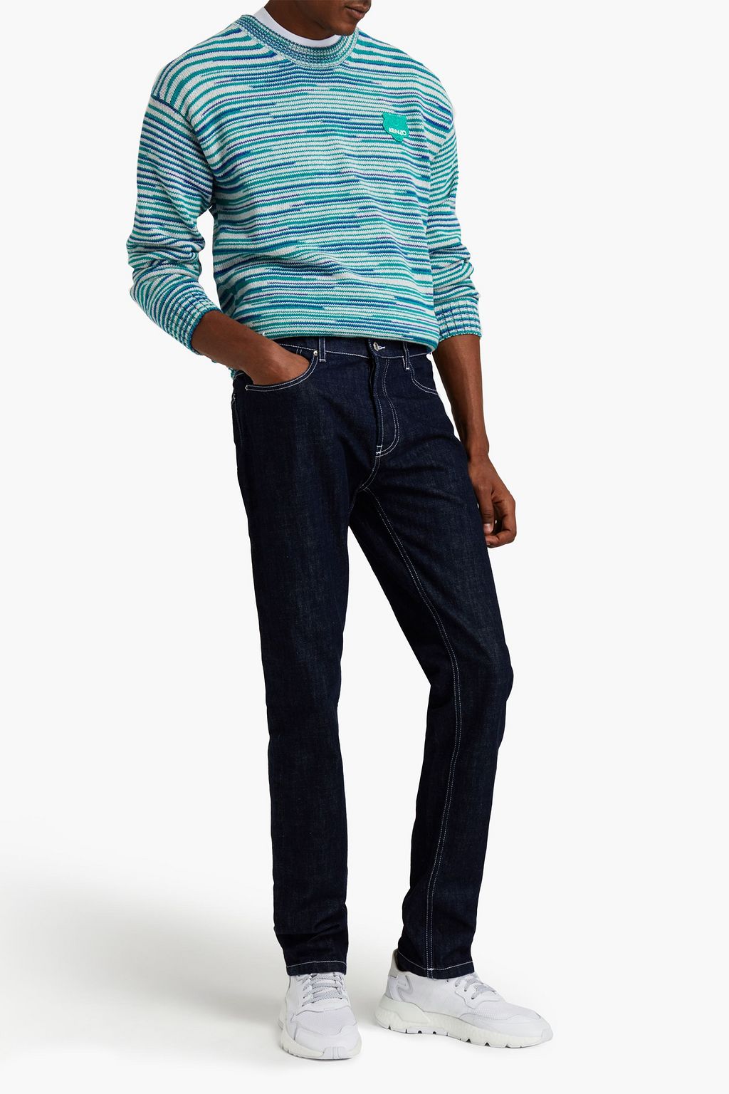 KENZO Tapered logo-appliquéd denim jeans