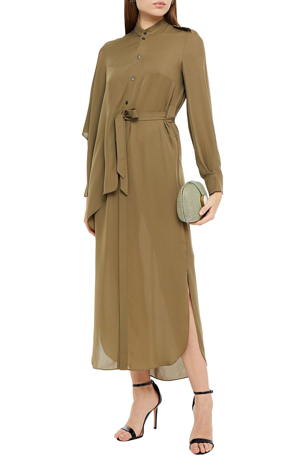 ROLAND MOURET North draped silk-chiffon midi dress