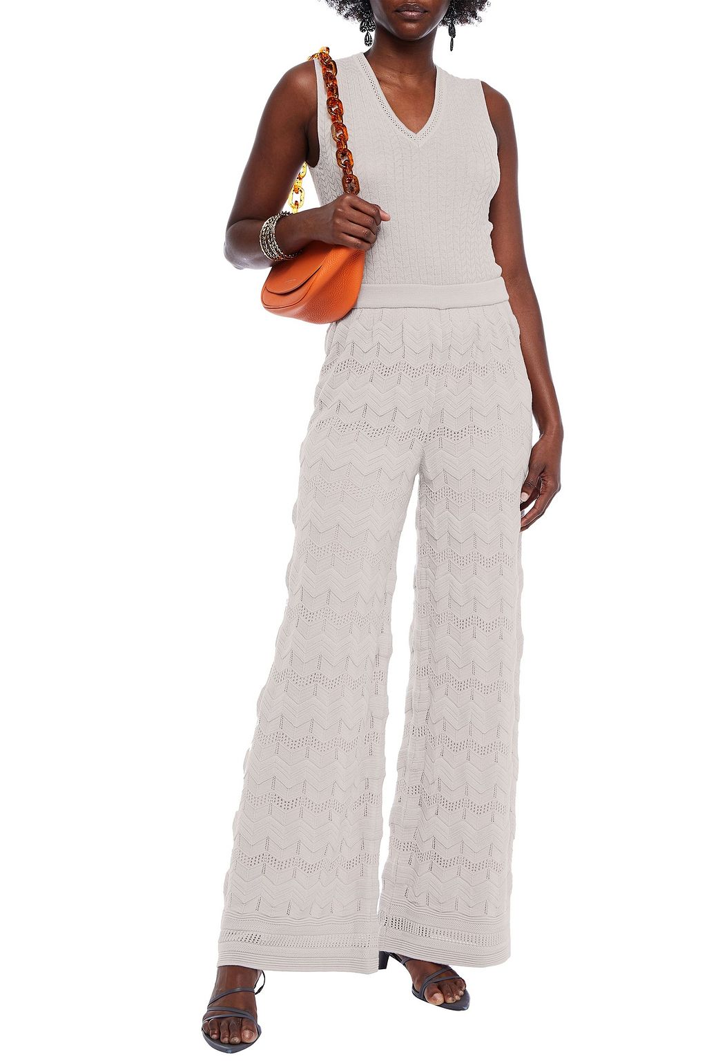 M MISSONI Pointelle-trimmed ribbed wool top