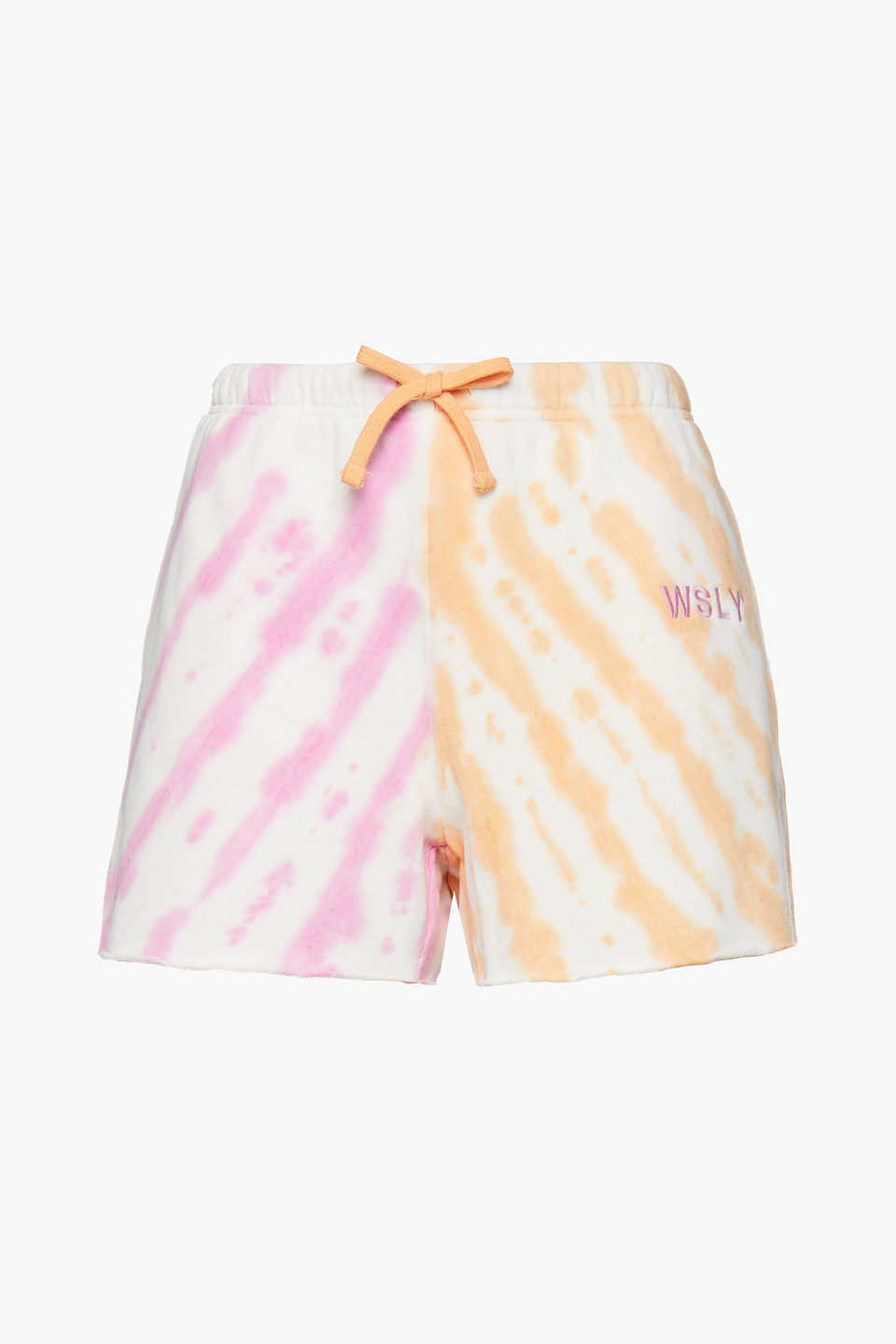 wsly - the ecosoft sweat tie-dyed organic cotton-blend fleece shorts - orange - m
