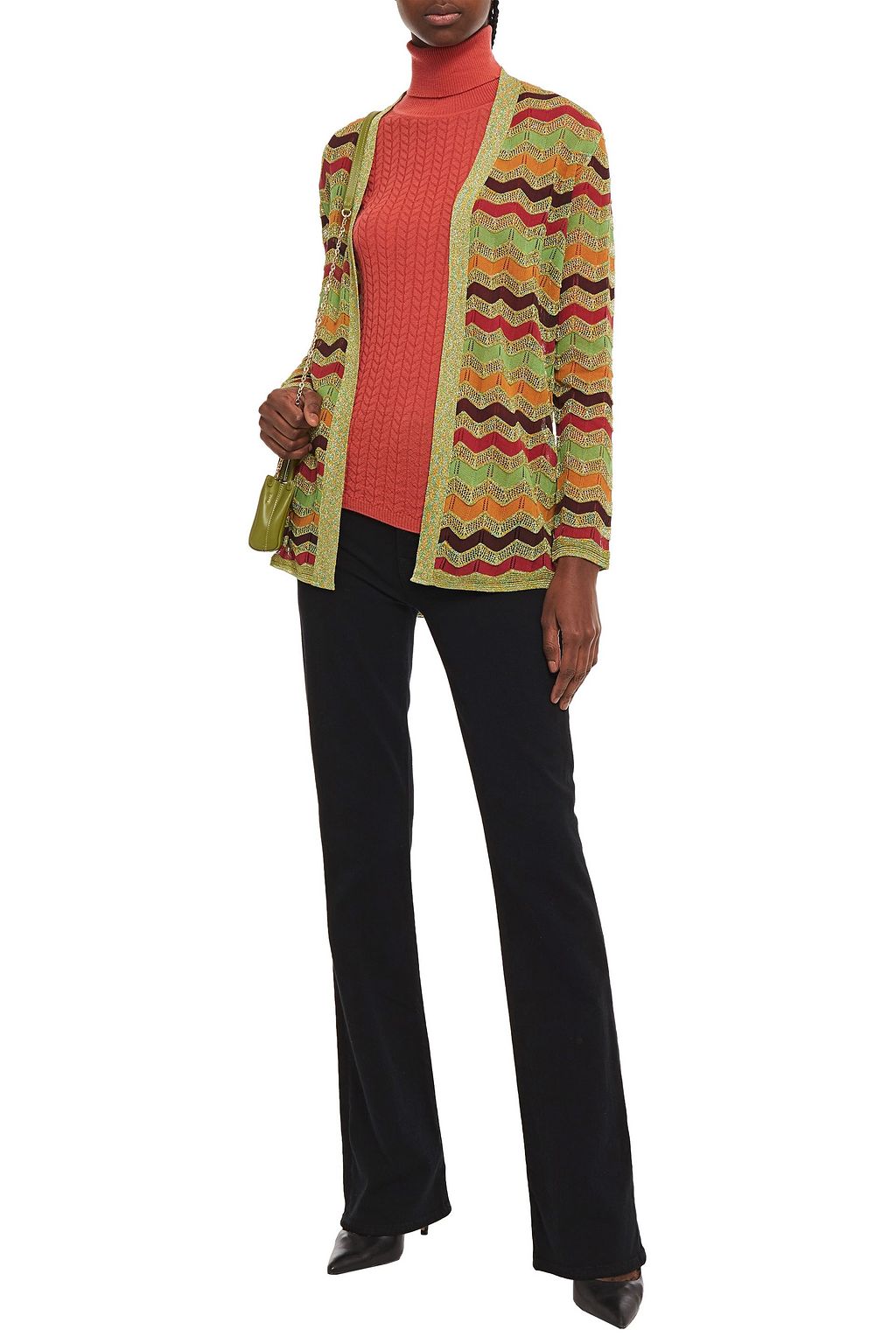M MISSONI Metallic crochet-knit cotton-blend cardigan