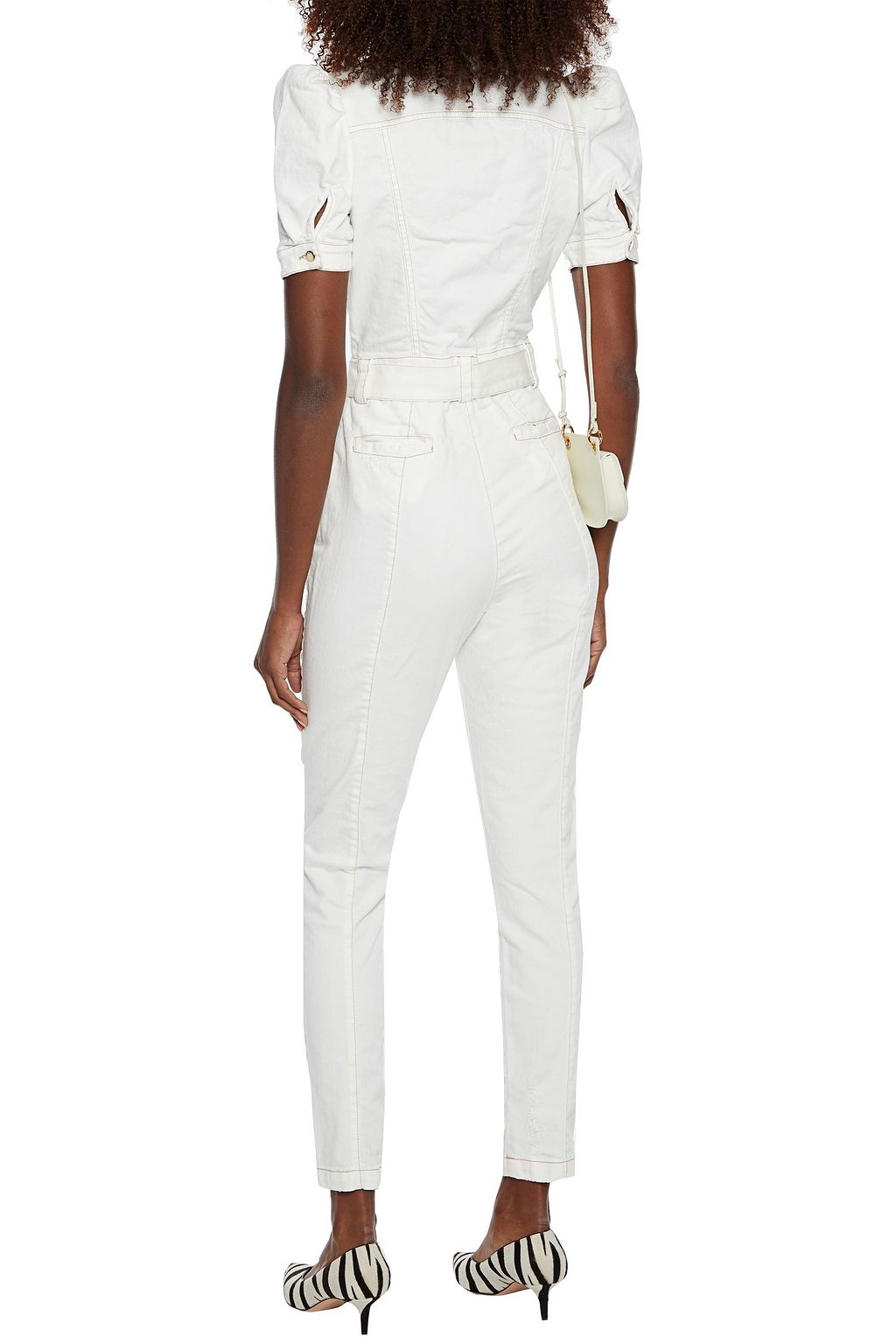 Denim Belted Distressed Jumpsuit
