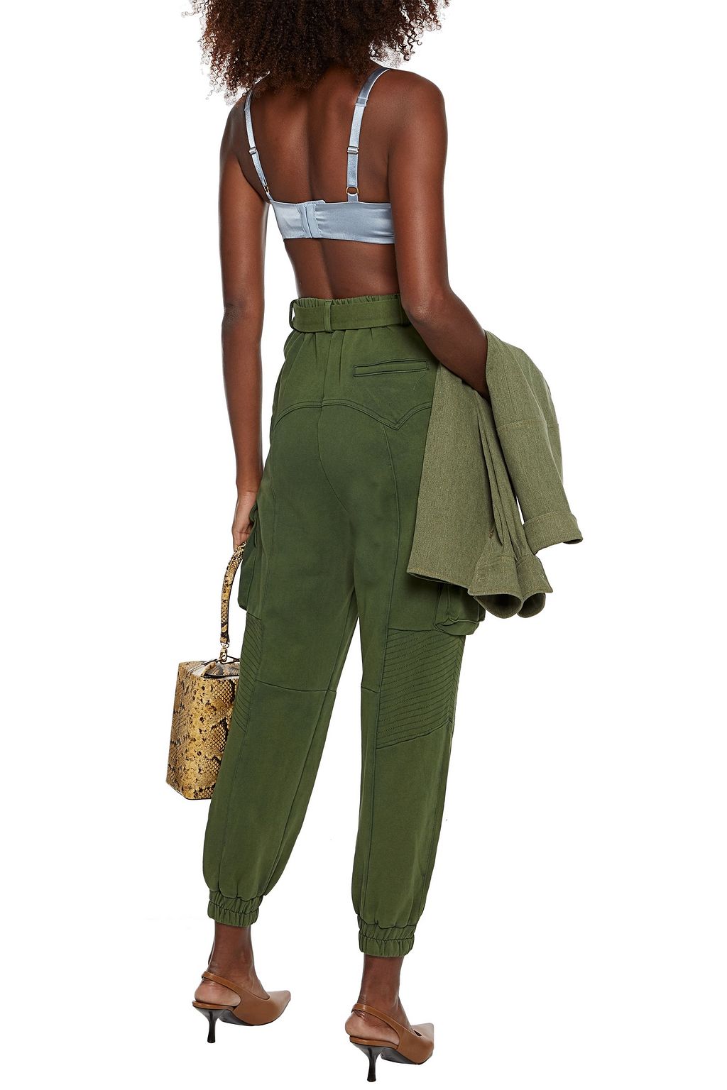 RETROFÊTE Kira belted French cotton-terry track pants