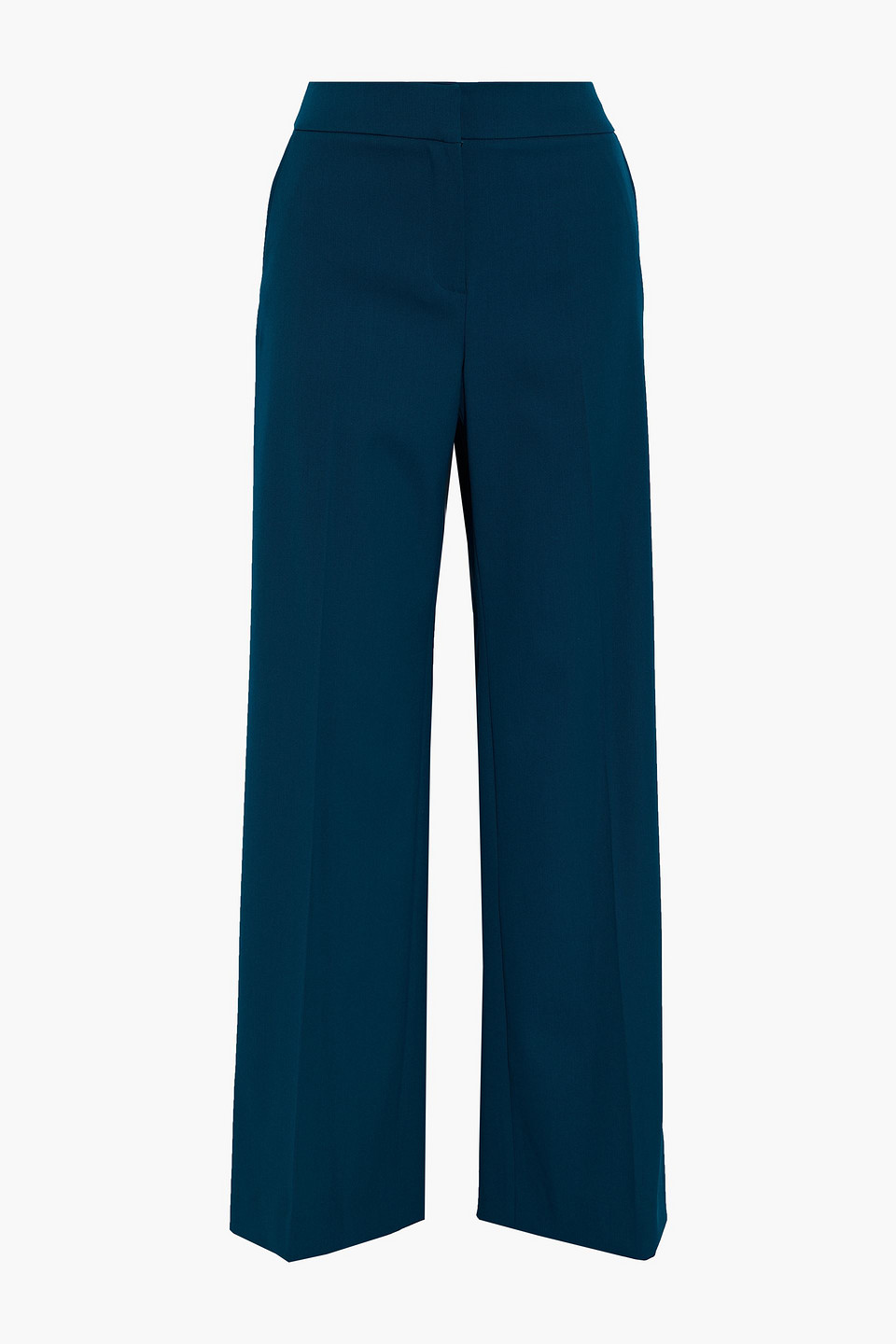Wool-blend twill wide-leg pants