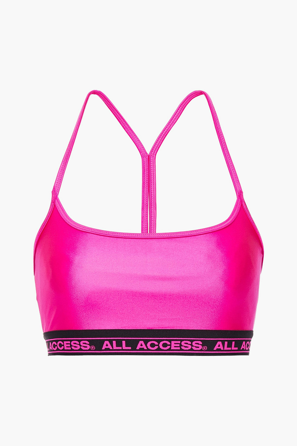 All Access Chorus jacquard-trimmed metallic stretch sports bra
