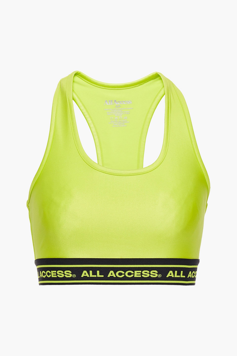 All Access Front Row jacquard-trimmed metallic stretch sports bra