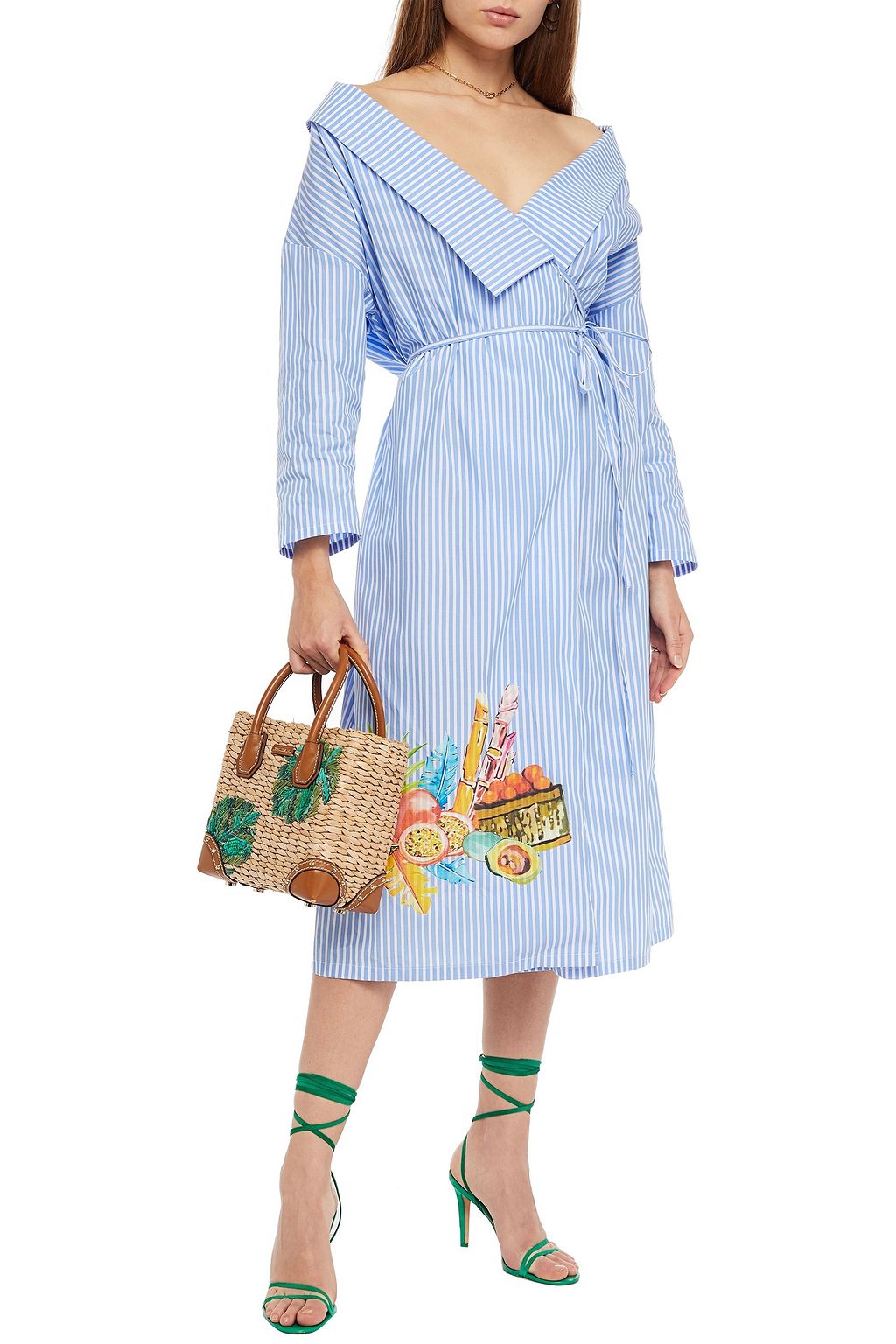 STELLA JEAN Printed cotton midi wrap dress
