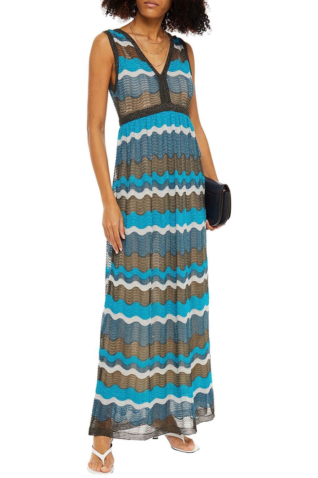 M MISSONI Metallic crochet-knit maxi dress